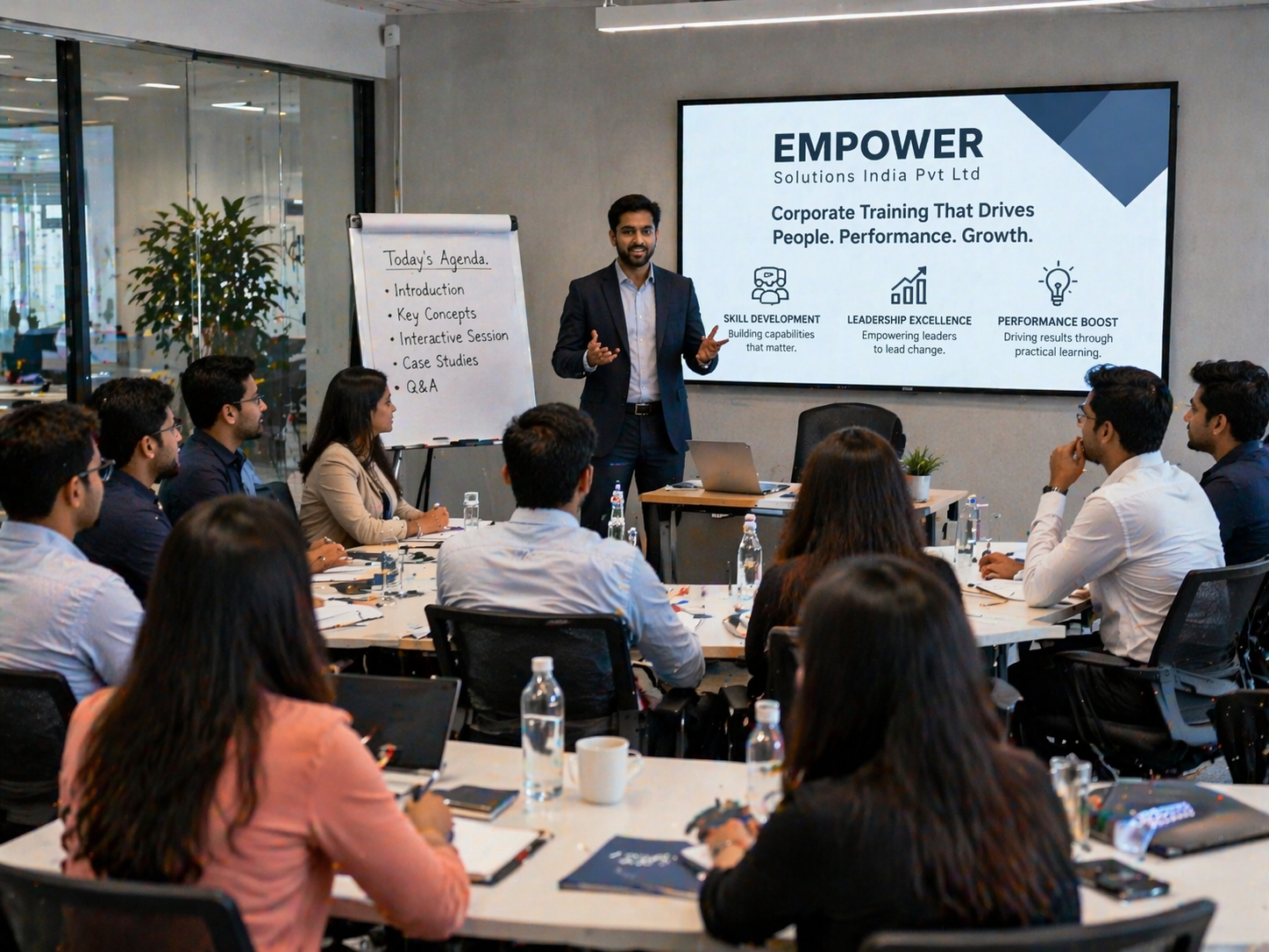 Corporate training session in a modern workplace